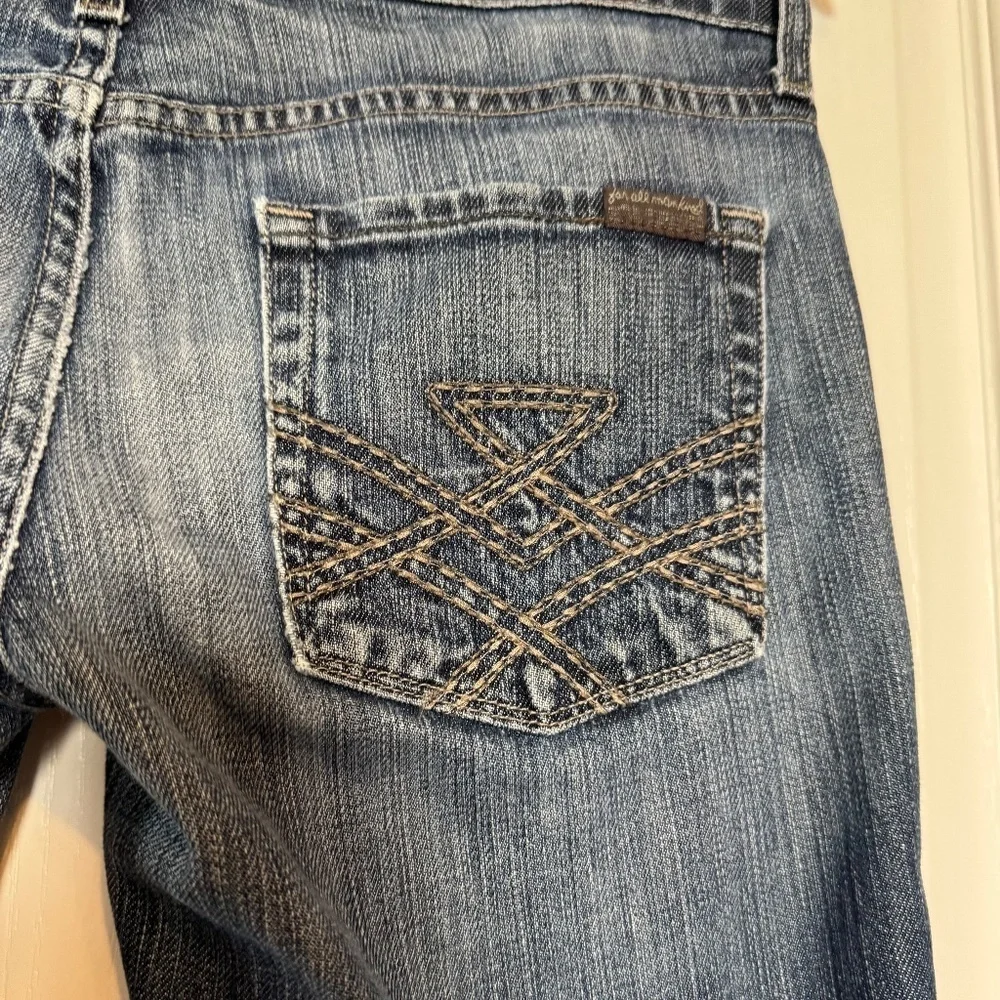 7 For all mankind women's jeans 29 mid rise straight leg Edie dark wash denim - Picture 7 of 10